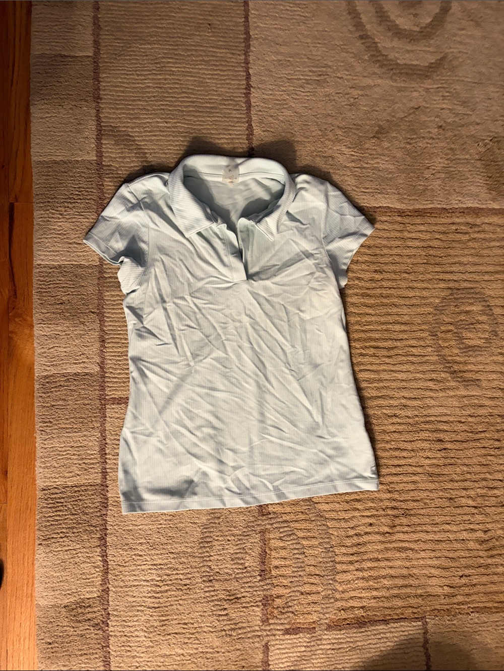 Light Blue Cropped Polo Top with Short Sleeves